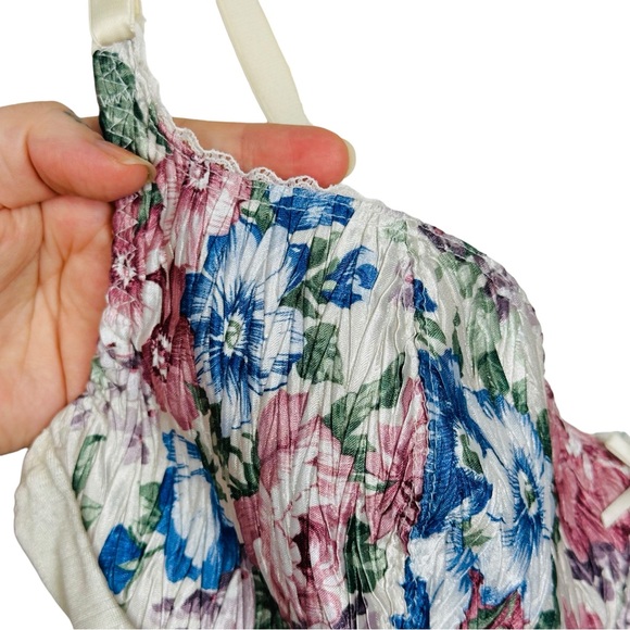 Bestform Vintage 70s Crinkle Satin Metallic Floral Printed Ruched Underwire Bra - Picture 6 of 14